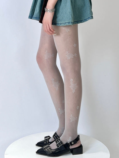 4 Color Options Rosette Pattern Tights