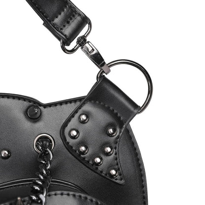 Gothic Punk Studs Skull Black Waist Bag PU Crossbody Bag