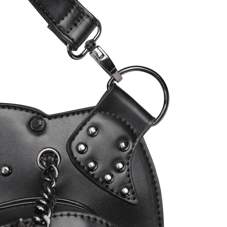 Gothic Punk Studs Skull Black Waist Bag PU Crossbody Bag