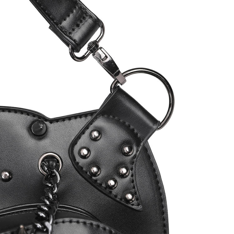 Gothic Punk Studs Skull Black Waist Bag PU Crossbody Bag