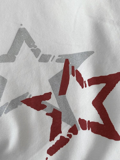 Skull and Stars Print Black and White T-shirt