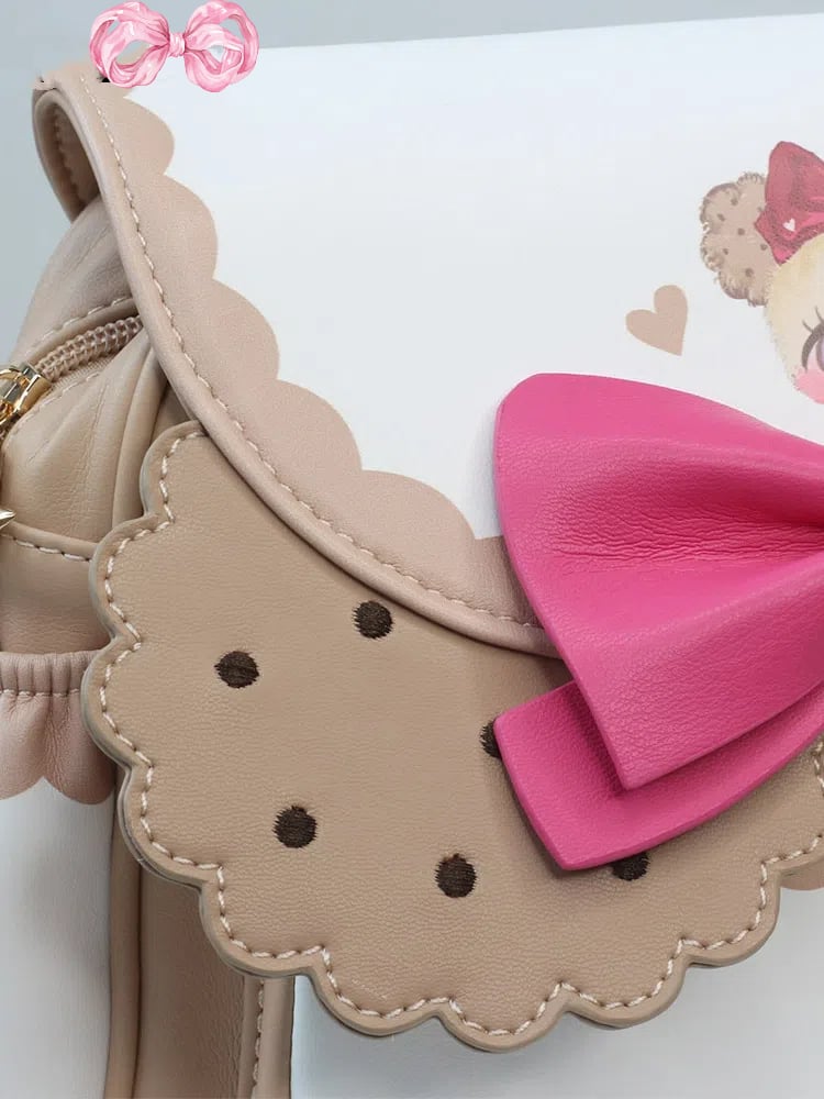 Lolita Cookie Dog Print Lambskin-Touch Crossbody Bag with Bowknot