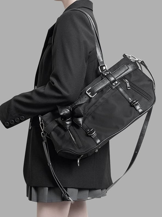 Black Medium Nylon Tote with Sweet-Edgy Belt