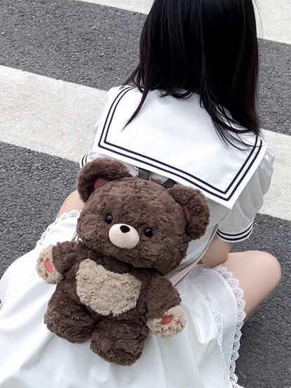 Chocolate Brown 35cm/50cm Plush Bear Backpack Detachable Shoulder Straps