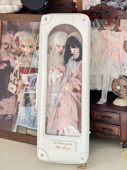 1/4 Scale BJD Doll Multi-Style Bag – White & Gold (Crossbody/Backpack/Tote)