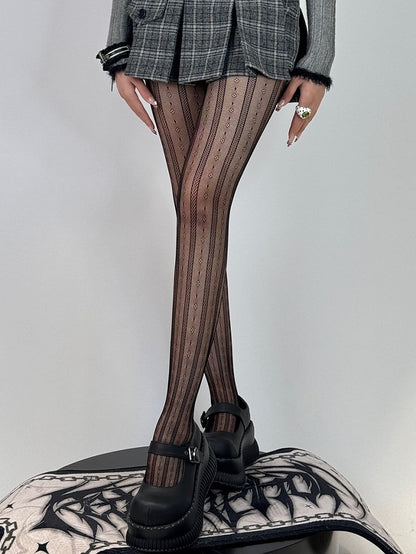 6 Color Options Y2K Striped Pattern Floral Details Tights