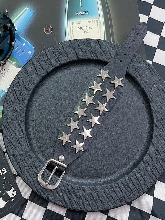 Black/Red/Pink Punk Rock Star Details Bracelet