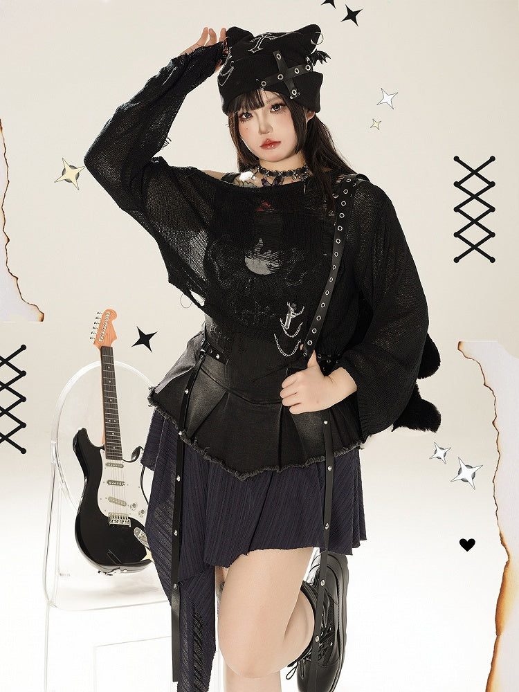 Plus Size Y2K Butterfly Print Black/White Cami Top