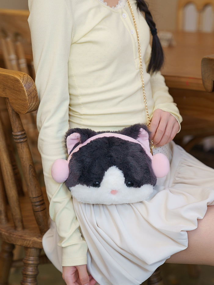 Pink&Gray Suede Letter And Heart Embroidery Backpack With A Detachable Kitty Plushie