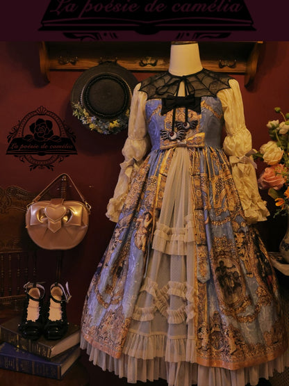 Black Spider Web Embroidery Organza Fake Collar with Detachable Butterfly and Moth Brooch