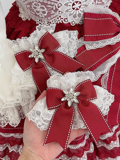 5 Color Options Rhinestone Snow Decorated Bowknot Wrist Cuffs