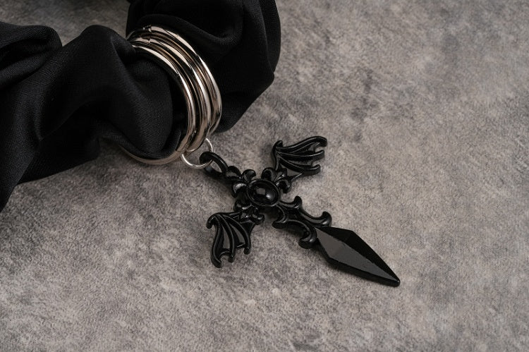 Black Gothic Cross Scrunchie