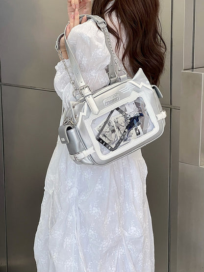 Silver Cute Kitty Ear Design Ita Bag