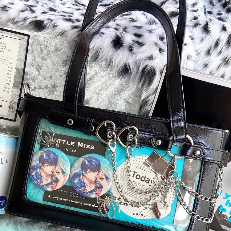 Detachable Chains Black Ita Shoulder Bag