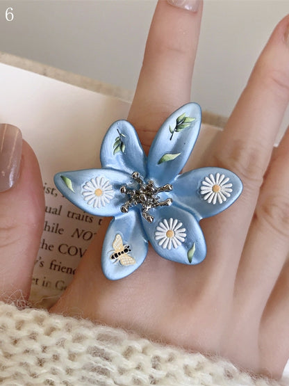 8 Options Blue Y2K Bittersweet Butterfly And Floral Design Ring