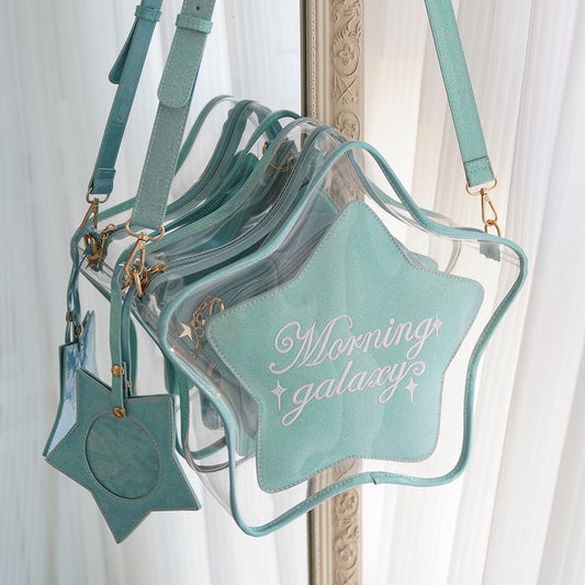 Blue PU Star-shaped Ita Bag Set with Detachable Badge Charm