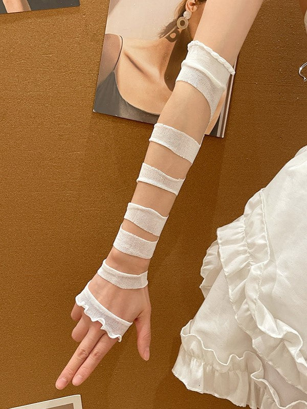 Black/White Y2K Lolita Ruffled Cuffs Bandage Sleeves