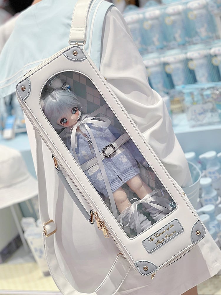 White & Blue 1/4 Scale BJD Doll Bag with Two Straps