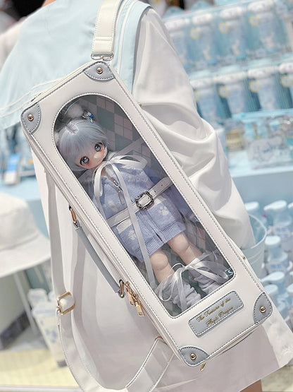 White & Blue 1/4 Scale BJD Doll Bag with Two Straps