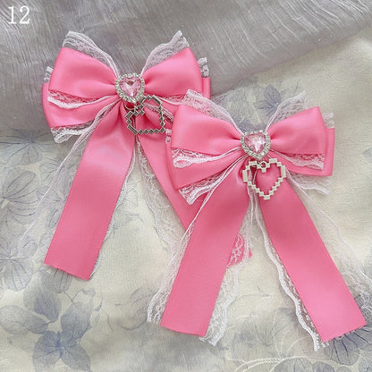 15 Options Heart Decorated Bowknot Hairclips