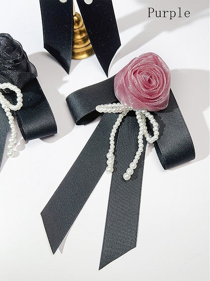 Purple/Pink/Black Rosette Design Brooch