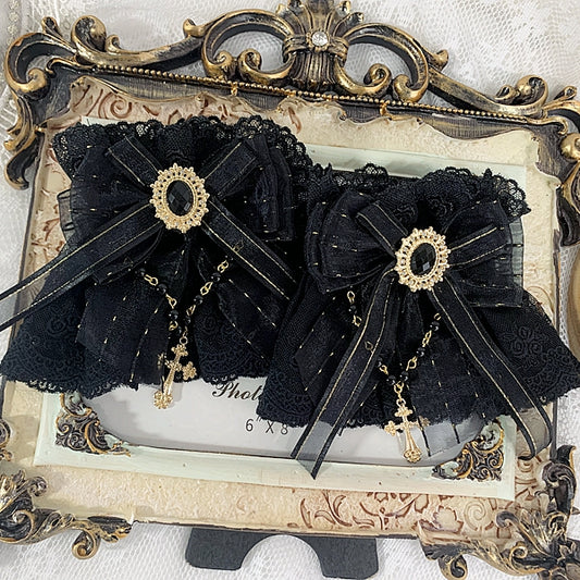 6 Color Options Gothic Cross Chain Detail Elegant Wrist Cuffs