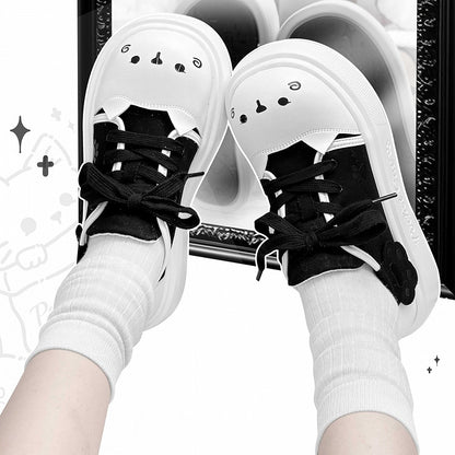 Black Kitty Design Claw Pattern Platform Sneakers
