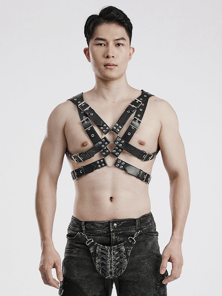 Black Punk PU Harness