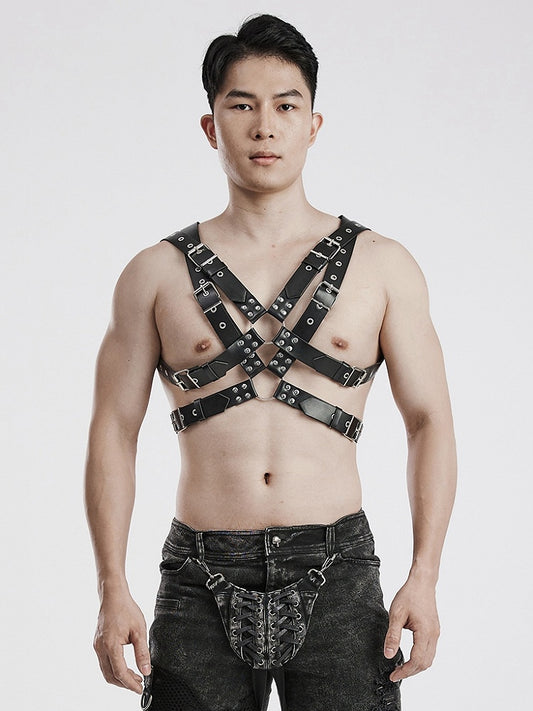 Black Punk PU Harness