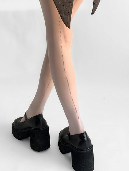 Black/White Rhinestone Decorated Tights