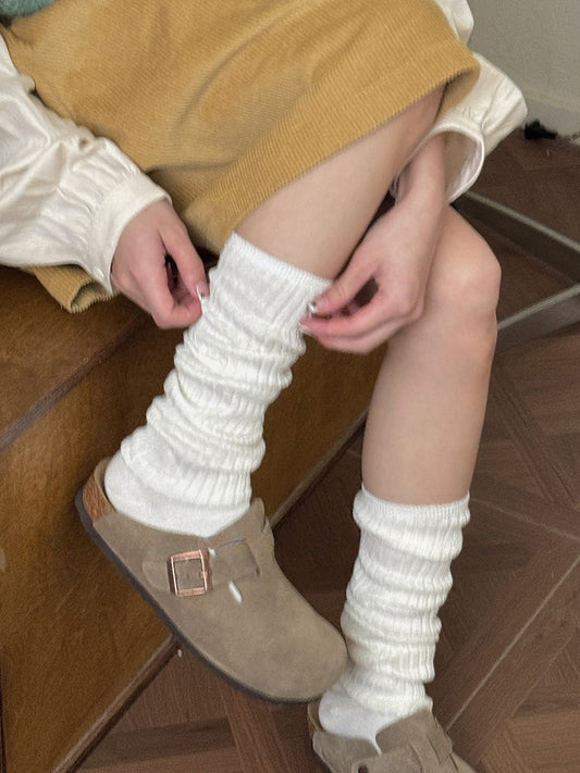 White/Apricot/Coffee/Light Grey/Dark Grey/Black Knitted Leg Warmers