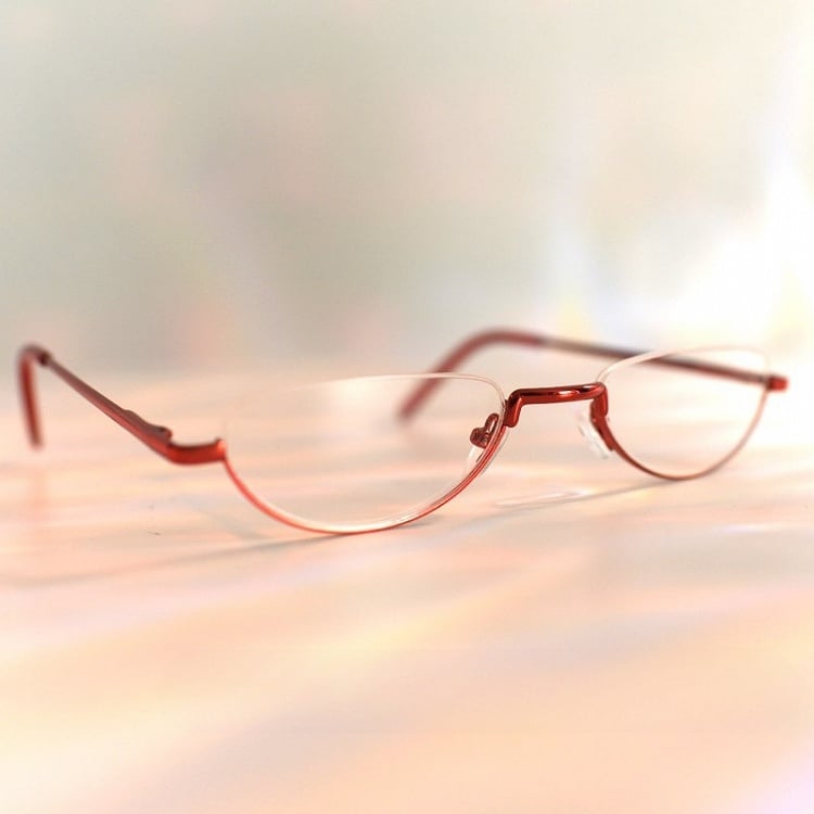 Wine Red Cyberpunk Semi-rimless Glasses