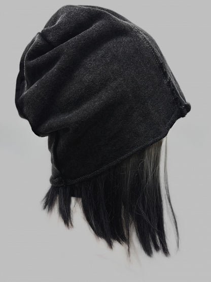 Dark Gray Y2K Letter Applique Beanie