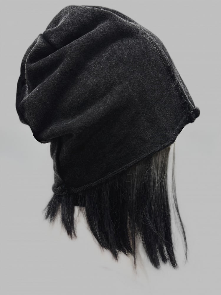 Dark Gray Y2K Letter Applique Beanie