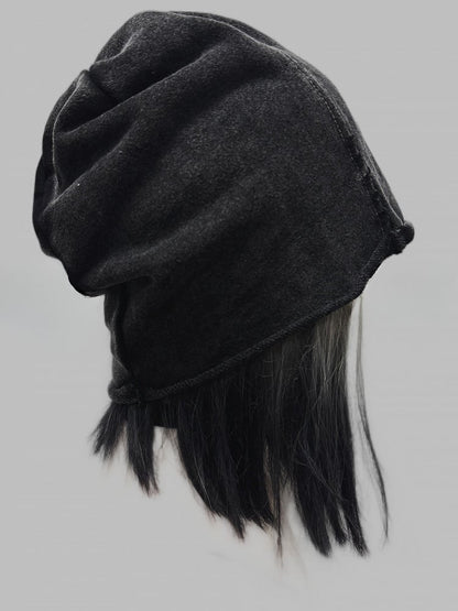 Dark Gray Y2K Letter Applique Beanie