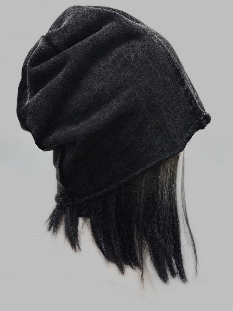 Dark Gray Y2K Letter Applique Beanie