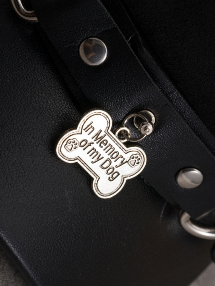 Black Gothic Studs Details Bone And Cross Charm Beret Hat