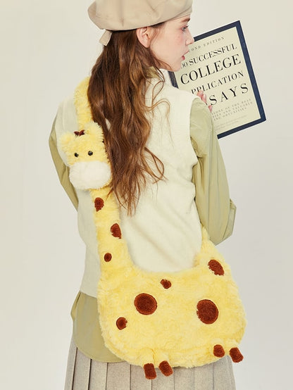 Yellow Plush Giraffe Crossbody Bag