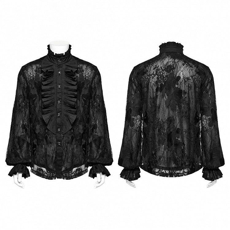 Black Goth Men's Floral Shirt