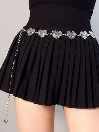 Silver/Bronze Y2K Heart Waist Chain