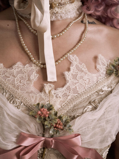 Vintage Edwardian Puff Sleeves and Off-the-shoulder Neckline Top