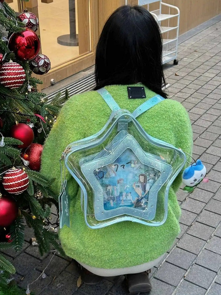 Blue PU Star-shaped Ita Bag Set with Detachable Badge Charm