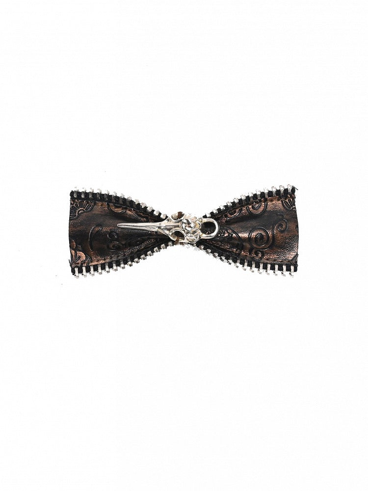 Dark Brown Punk PU Bowknot Hairclip