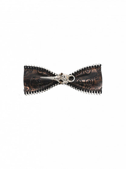 Dark Brown Punk PU Bowknot Hairclip