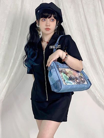 Sky Blue Motorcycle Ita Shoulder Bag