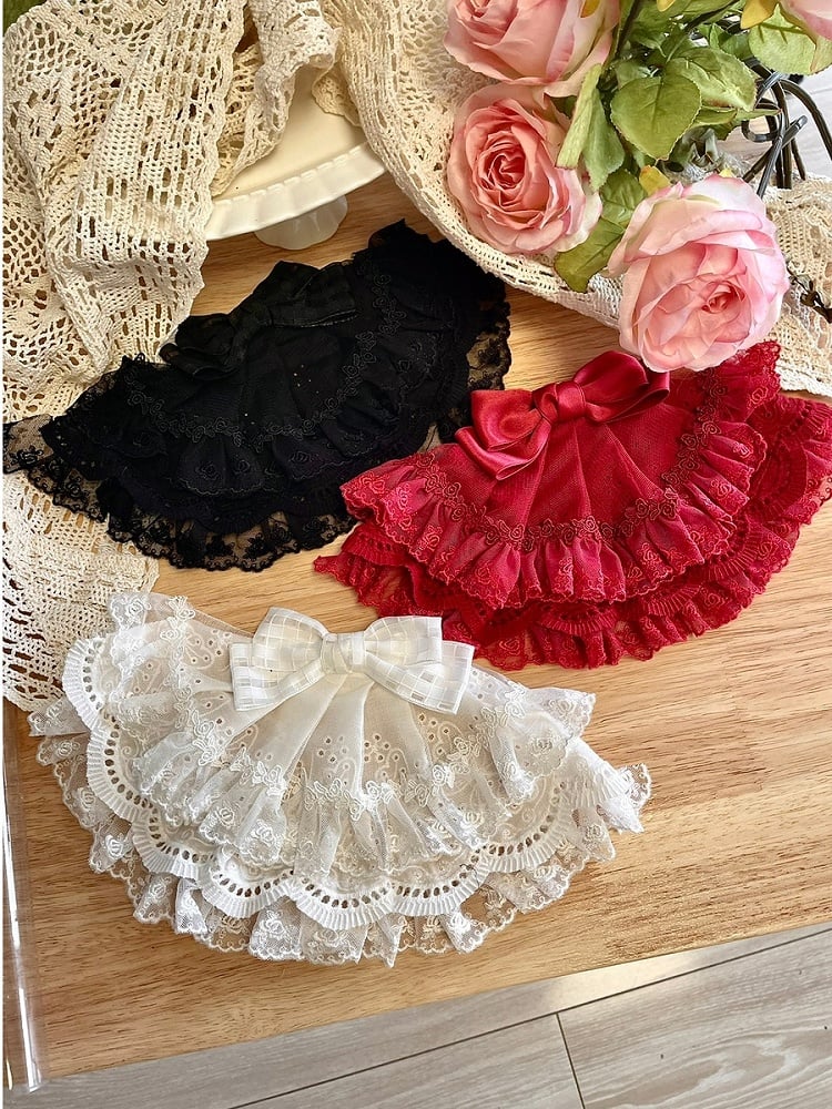 Black/White/Wine Red Bowknot Hairclip With Veil