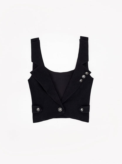 Ouji Fashion Silver Buttons Black Lapel Collar Waistcoat Halloween Clown Outfit