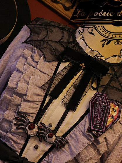 Large/Small Spider Embroidery Black and Red Hairclip/Brooch