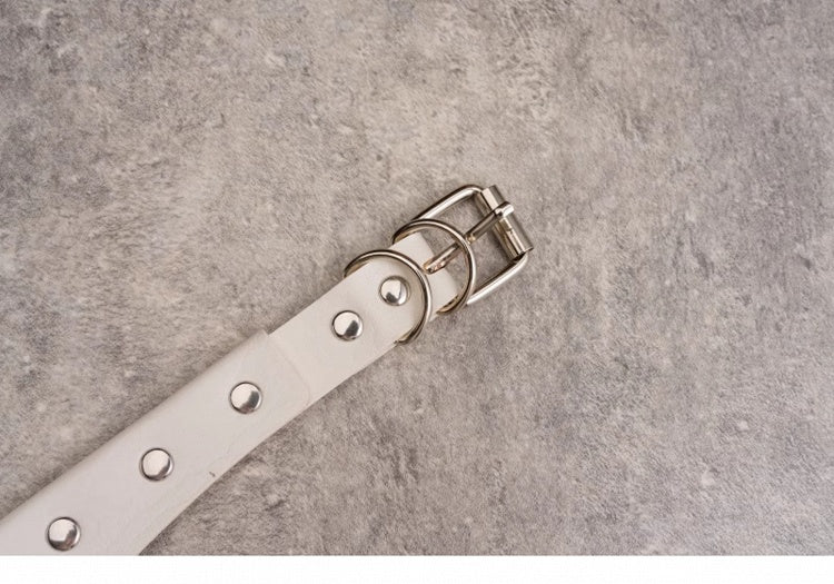 Y2K Studs White Gothic PU Cross Choker