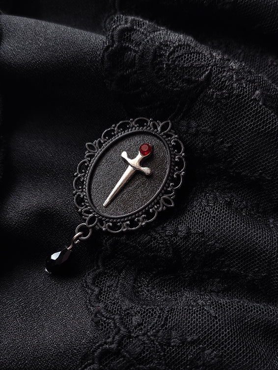 Black Gothic Dagger Brooch